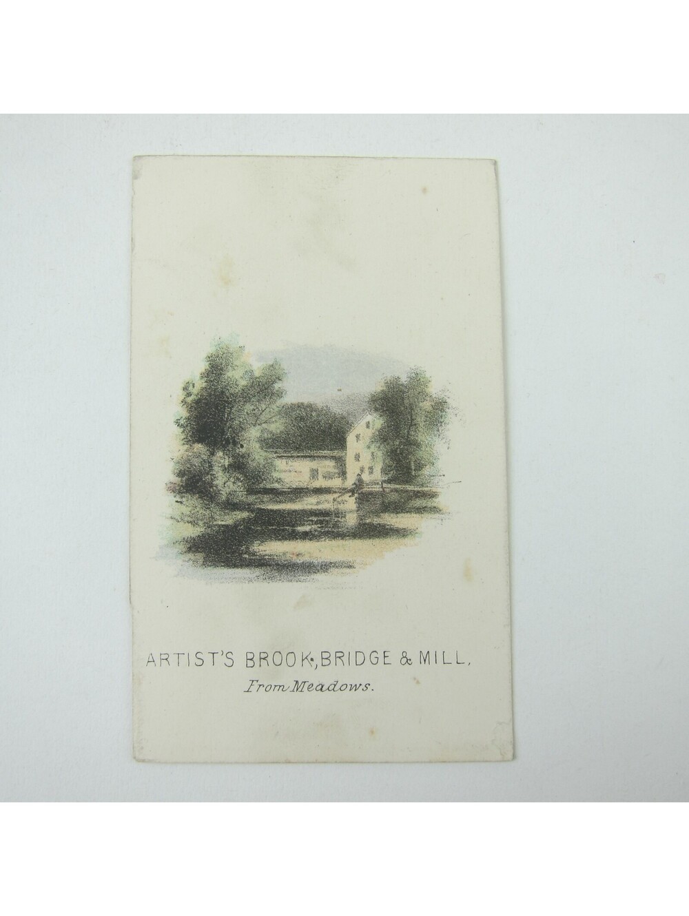 Color Litho Print Artist's Brook Bridge & Mill Meadows North Conway NH Antique
